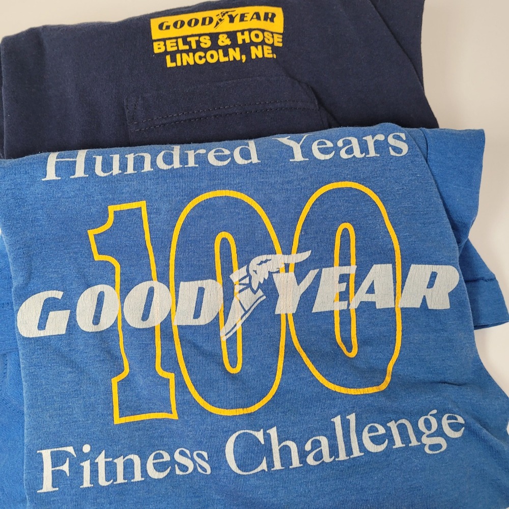 Goodyear T-Shirt Bundle Mens XL Blue Navy Vintage Graphic Pocket Tee 2PK Good